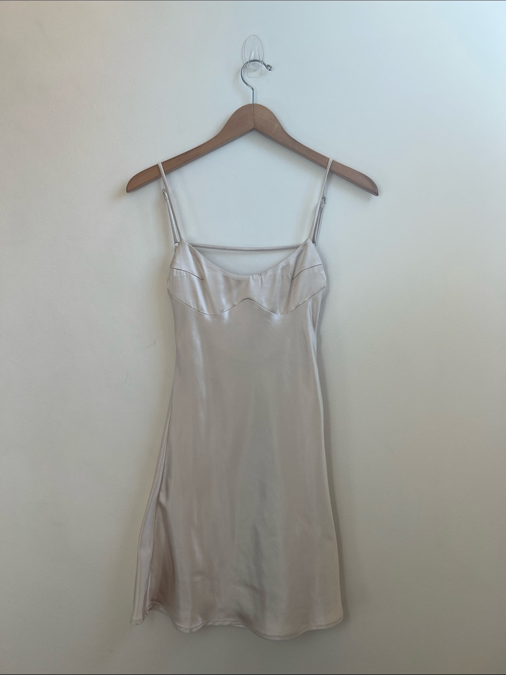 Princess Polly Cream Satin Slip Mini Dress